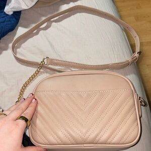 Chic Chevron Beige Crossbody Bag